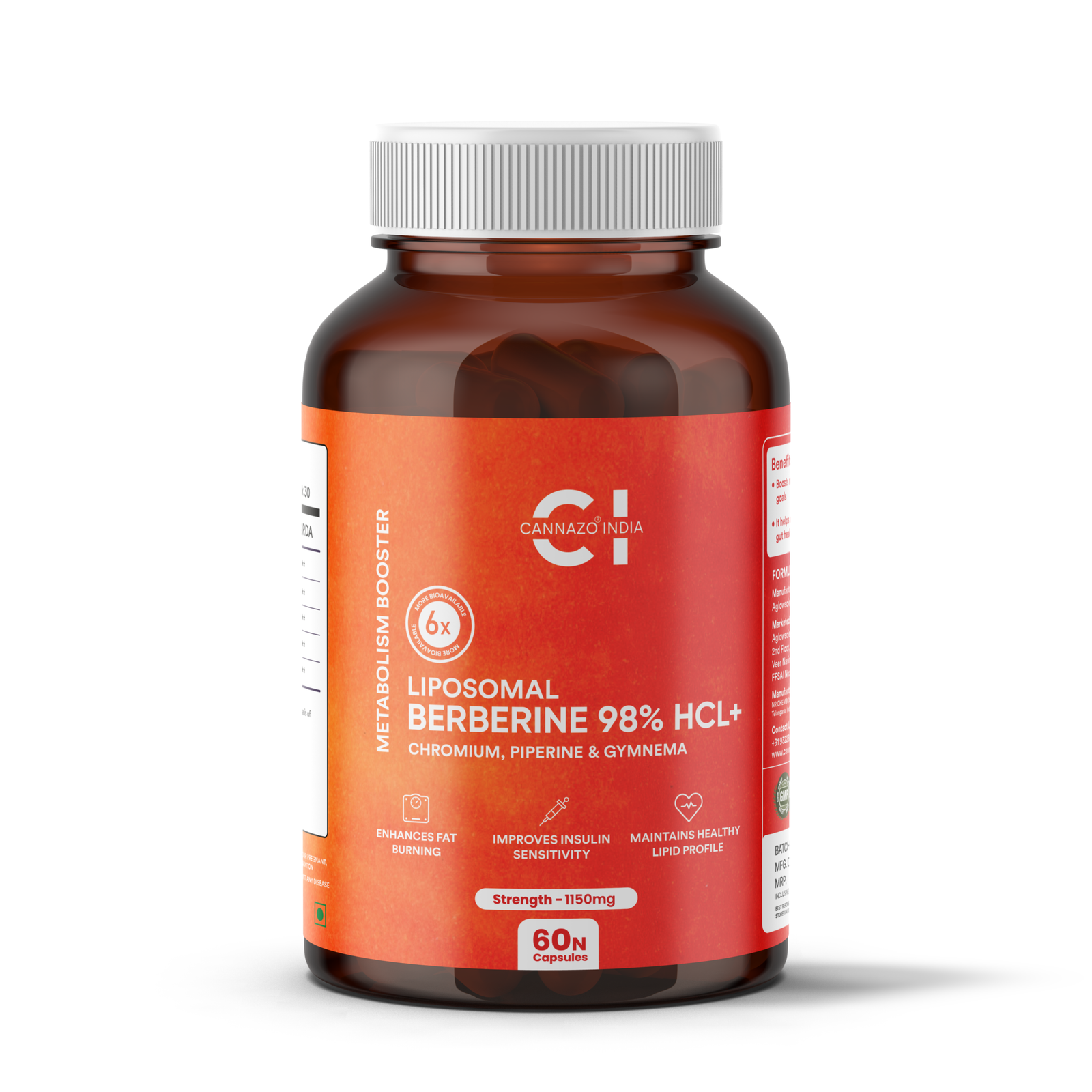 Liposomal Berberine 98% HCL+ (60 capsules)